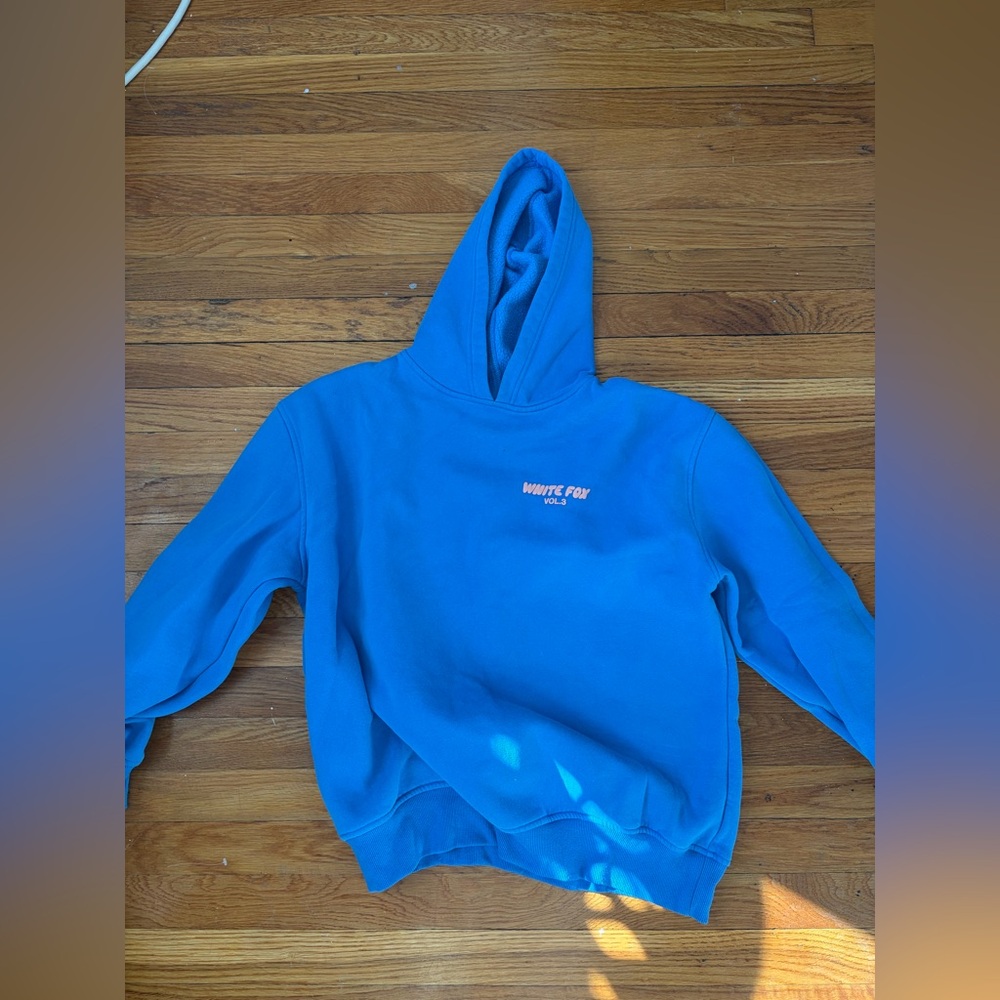 White Fox Blue Hoodie. Size S/M